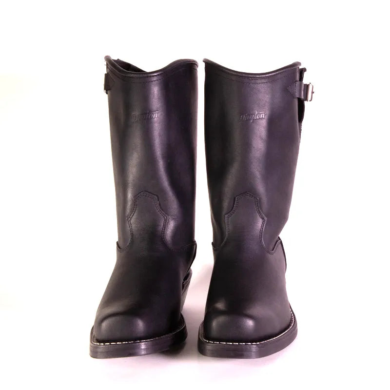 Engineer Square Soft Toe Boot Black Oil Tan