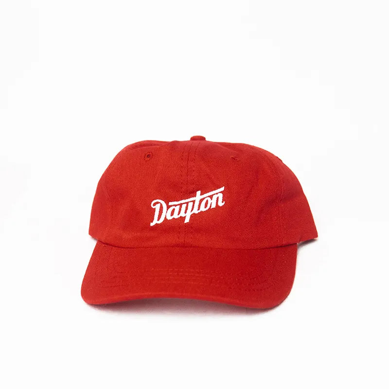 Dayton Script Strap Cap - White on Red - Apparel